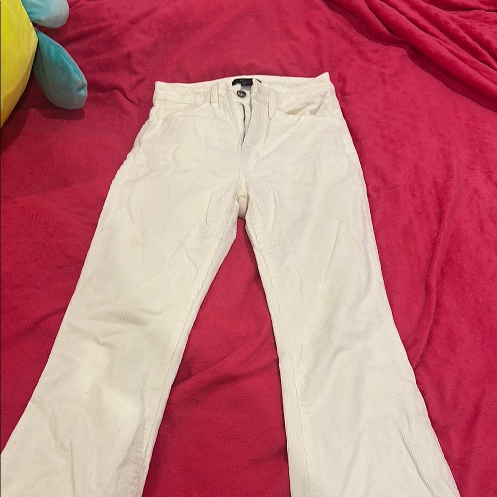 Women's White Bell Bottom Corduroy Pants